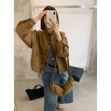 批发麂皮绒立领外套<b class='q'>女</b>欧洲站2025秋季欧货新款宽松百搭带包包长袖上衣