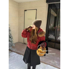 批发大毛领时尚连帽烫钻羽绒服女欧洲站2025冬季新款小个子白鸭绒外套