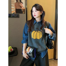 春新款秋冬好看洋气百搭针织毛衣马甲背心女简约衬衫新款叠穿套装