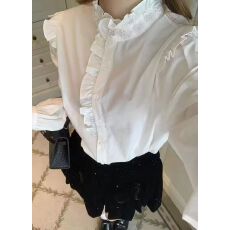 批发法式设计感立领纯棉衬衫女春季<b class='q'>新款</b>高级感衬衣洋气减龄<b class='q'>上衣</b>