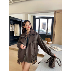 批发<b class='q'>春</b>秋皮衣女中长款复古廓形机车皮夹克外套