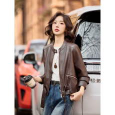 批发立领<b class='q'>皮衣</b>外套女2026春季新款短款宽松显瘦复古<b class='q'>机车</b>夹克气质上衣