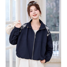 批发小众设计感短款外套女2026春秋刺绣小个子欧货棒球服时尚休闲上衣