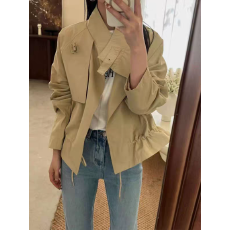 批发2026春<b class='q'>韩版</b>通勤风宽松百搭时尚立领抽绳收腰显瘦短外套女上衣