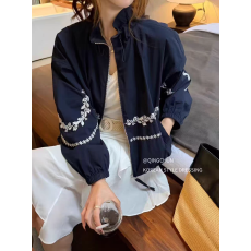 批发2026春季新款立领复古刺绣提花防晒衣女宽松<b class='q'>休闲</b>夹克<b class='q'>运动</b>薄款外套