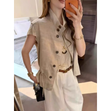 批发森系收腰无袖麻料外套马夹女2026春季新款<b class='q'>街头</b>时尚松弛小个子马甲