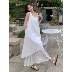 批发设计感不规则<b class='q'>背心</b>连衣裙女夏季新款宽松显瘦无袖中长款女裙子