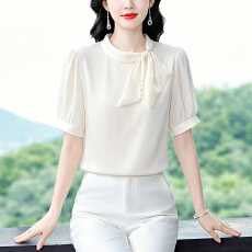 批发高档真丝妈妈装衬衫女士<b class='q'>中长款</b>外穿遮肚子遮肉显瘦中老年女装衬衣
