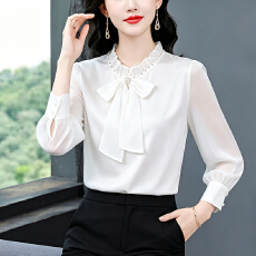 批发t恤真丝上衣洋气<b class='q'>大码</b>中老年女装新款时尚纯色小衫雪纺衬衫