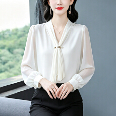批发t恤真丝上衣洋气<b class='q'>大码</b>中老年女装新款时尚纯色小衫雪纺衬衫