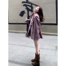 批发韩系<b class='q'>时尚</b>气质显瘦紫色西装外套2025秋季小个子洋气减龄超好看西服