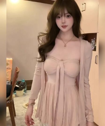 느긋한 루즈핏 핑크색 긴팔 자외선 차단 오픈 가디건 여성 여름 세트 순수한 욕망 리본 튜브탑 조끼 맨위 투피스 세트