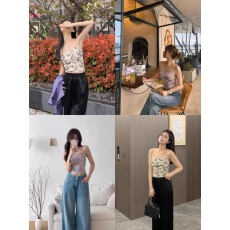 批发纯欲ins紫色蝴蝶晕染印花吊带背心<b class='q'>女</b>夏辣妹扎染内搭无袖网纱上衣