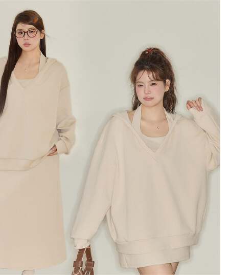 220 그램 사람들 면 빈 가스 층 참나무 늑골 여행 느긋한 세트 여성 후드 비틀림 맨위 타이트 스커트 반신 스커트