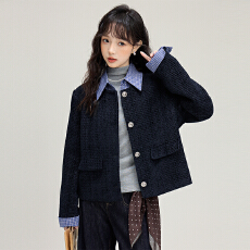 批发爆款2025新款小香风外套女高端小个子春秋超火假两件设计感上衣潮