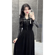 批发法式假两件内搭针织<b class='q'>连衣裙</b><b class='q'>女</b>秋冬新款<b class='q'>大码</b>胖mm赫本风显瘦打底长<b class='q'>裙</b>