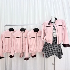 批发实拍--韩系甜美拼接撞色粉色皮衣<b class='q'>外套女</b>秋季新款休闲百搭立领夹克