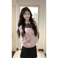 批发莓粉色<b class='q'>皮衣</b><b class='q'>外套</b>女2025年春秋季新款酷飒独特超好看休闲夹克上衣潮