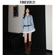 批发设计感蓝色条纹长袖衬衫女装<b class='q'>秋</b>季小众宽松POLO领衬衣韩系开衫上衣