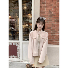 批发韩系短款长袖粉色廓形麂皮外套女秋季美式棒球服夹克显白上衣