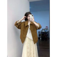 批发<b class='q'>韩版</b>复古麂皮绒外套女秋季新款宽松小众百搭休闲显瘦夹克上衣
