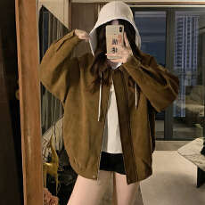 批发复古洋气韩系休闲麂皮绒<b class='q'>外套</b>女法式春年新款减龄小个子<b class='q'>夹克</b>