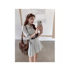 批发长袖条纹衬衫<b class='q'>连衣裙</b>子女装新款高级感旅游早秋搭配一整套