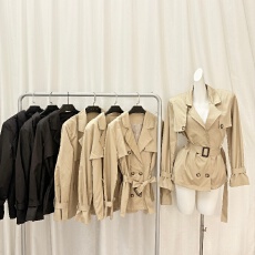 批发源头工厂来版定制—实拍—韩系超好看<b class='q'>风衣</b>外套女新款收腰气质大衣