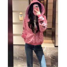 批发韩国订单云朵绒复合薄款320g，厚款400g复古拉链满印十字架<b class='q'>卫衣</b>