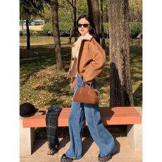 批发源头<b class='q'>工厂</b>来版定制—美拉德复古棕色羊羔毛两面穿皮毛一体加厚上衣