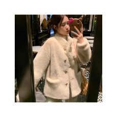 批发立领小香风仿水貂毛绒冬季环保皮草女新款高级感上衣兔毛外套