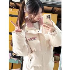 批发超级可爱PU皮设计棉服女冬季新款宽松加厚<b class='q'>皮衣</b>学院风学生棉衣外套