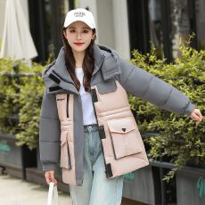 批发冬季新款韩版时尚百搭拼接羽绒棉服防寒潮牌女学生棉衣