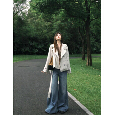 批发米色高级感立领长袖风衣外套女秋冬新款修身收腰休闲气质开衫上衣