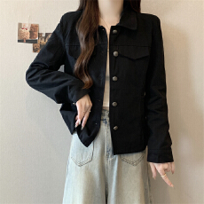 批发秋季新款复古棕色翻领<b class='q'>夹克</b>外套女小个子修身显瘦短款<b class='q'>夹克</b>上衣