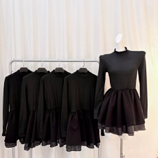 批发实拍一法式螺纹设计感公主小黑裙子高贵打底短款黑色<b class='q'>连衣裙</b>