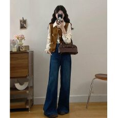 批发法式复古温柔风长袖衬衫小个子设计感小众<b class='q'>宽松</b>内搭上衣服