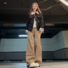 批发美式复古格纹短款<b class='q'>夹克</b>外套女秋季2025<b class='q'>新款</b>韩系巨好看宽松休闲上衣