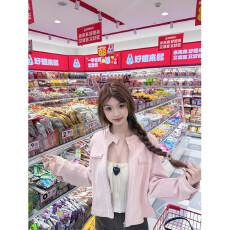 批发粉色麂皮绒<b class='q'>短款</b>外套女秋冬小香风拉链夹克上衣学院风甜美棒球服装