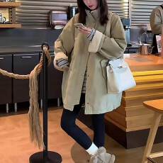 批发源头工厂来版定制—韩系立领加绒加厚工装派克服