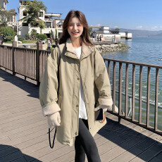 批发源头工厂来版定制—韩系慵懒风工装派克服羊羔外套