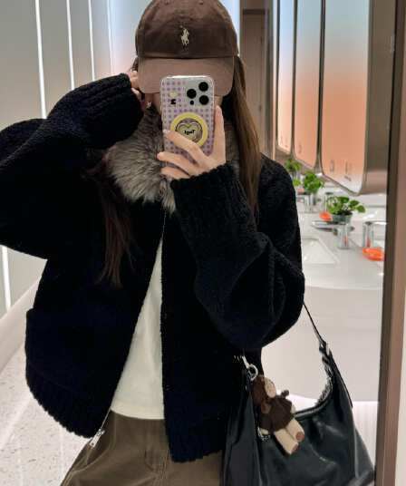 두꺼운 500 그램 양털 플리스 복합 스웨이드 큰 모피 칼라 하나 양털 여성 코트 새로운 두꺼운 검정색 환경 보호
