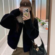 批发加厚500克羊羔绒复合麂皮+大毛领一羊羔毛<b class='q'>外套</b>女新款加厚黑色环保