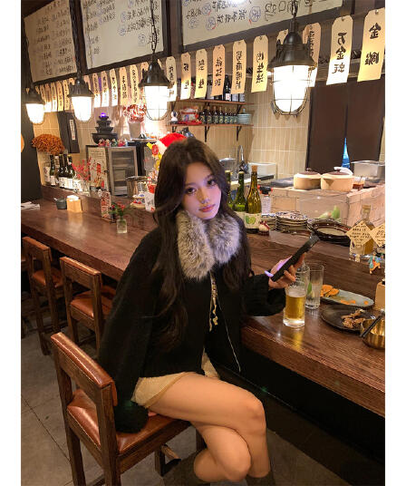 두꺼운 500 그램 양털 플리스 복합 스웨이드 큰 모피 칼라 하나 아메리칸 레트로 모피 칼라 느긋한 다용도 모직 맨위