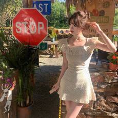 批发韩系新款小飞袖娃娃领波点<b class='q'>连衣裙</b>夏季小个子梨形身材法式裙