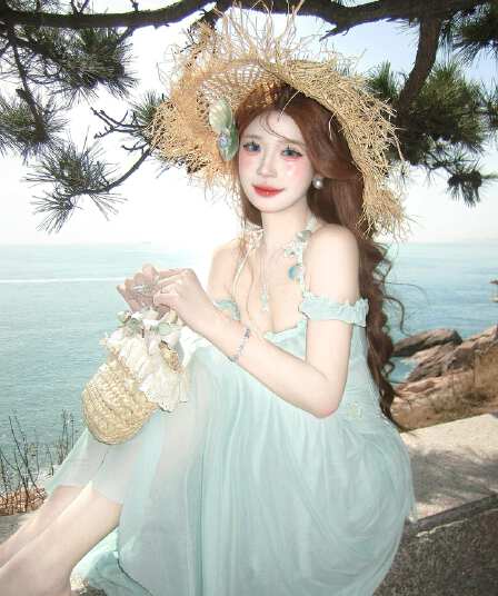 한 부서 부드러운 바람 슈퍼 잘 생긴 행침 목 오프숄더 드레스 작은 대중 아름다운 고유 한 몸매 가꾸기 롱 스커트 여름