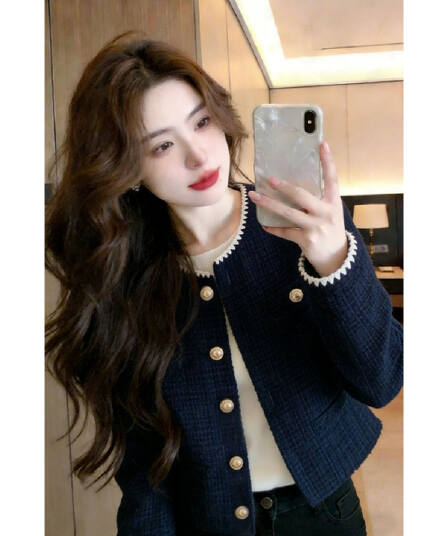 복합 두꺼운 모직물 원단 조개 자수 네리 빛 럭셔리 테두리 장식 작은 샤넬 스타일 쇼트 스타일 품격 재킷