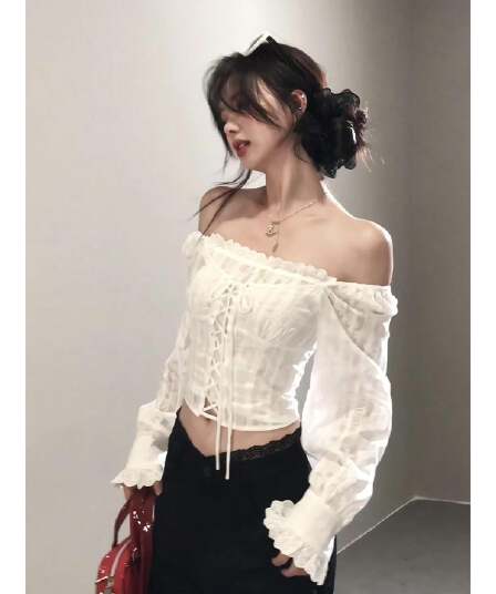 포함 면 원단 지퍼 명중 가져 가라. 한 부서 순수한 욕망 광장 칼라 십자가 스트랩 몸매 가꾸기 슬림해 보이는 거품 소매 작은 맨위