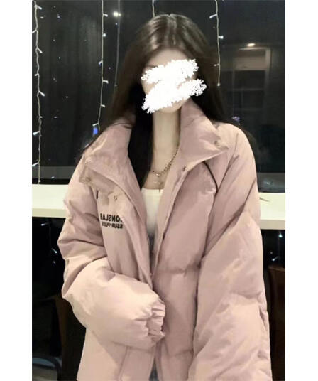 분말 보라색 아래 면화 의류 여성 겨울 2026 새로운 패딩 재킷 학원 스타일 루즈핏 스탠드 칼라 두꺼운 면 옷 재킷