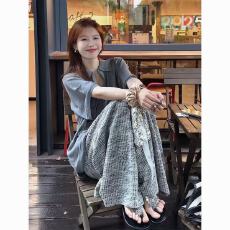 批发大码巨好看整套超火韩系清纯系松弛感灰色T恤阔腿裤两件套慵懒风